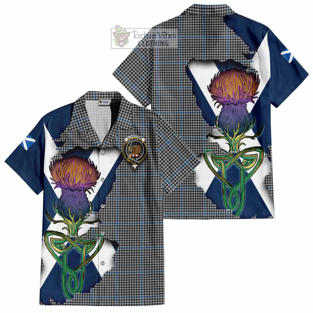 Gladstone (Gladstanes) Tartan Family Crest Hawaiian Shirt Scottish Thistle Celtic Inspired - Tartan Vibes Clothing
