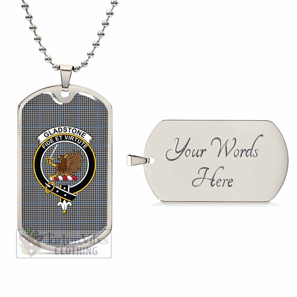 Gladstone (Gladstanes) Tartan Dog Tag Necklace with Family Crest Silver Yes - Tartan Vibes Clothing