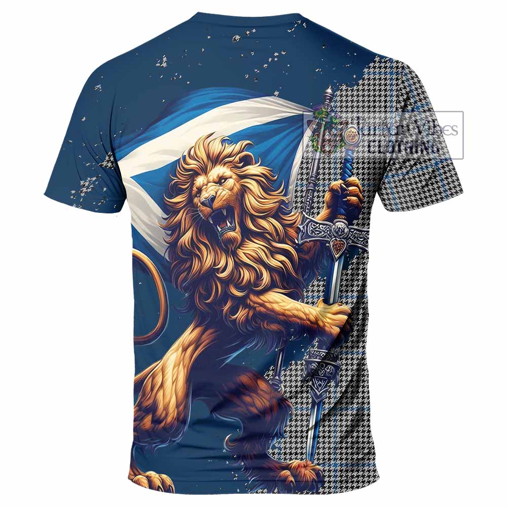 Tartan Vibes Clothing Gladstone (Gladstanes) Tartan Family Crest T-Shirt with Scottish Majestic Lion