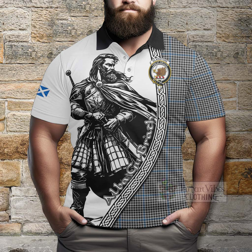Gladstone (Gladstanes) Tartan Clan Crest Polo Shirt with Highlander Warrior Celtic Style - Tartan Vibes Clothing
