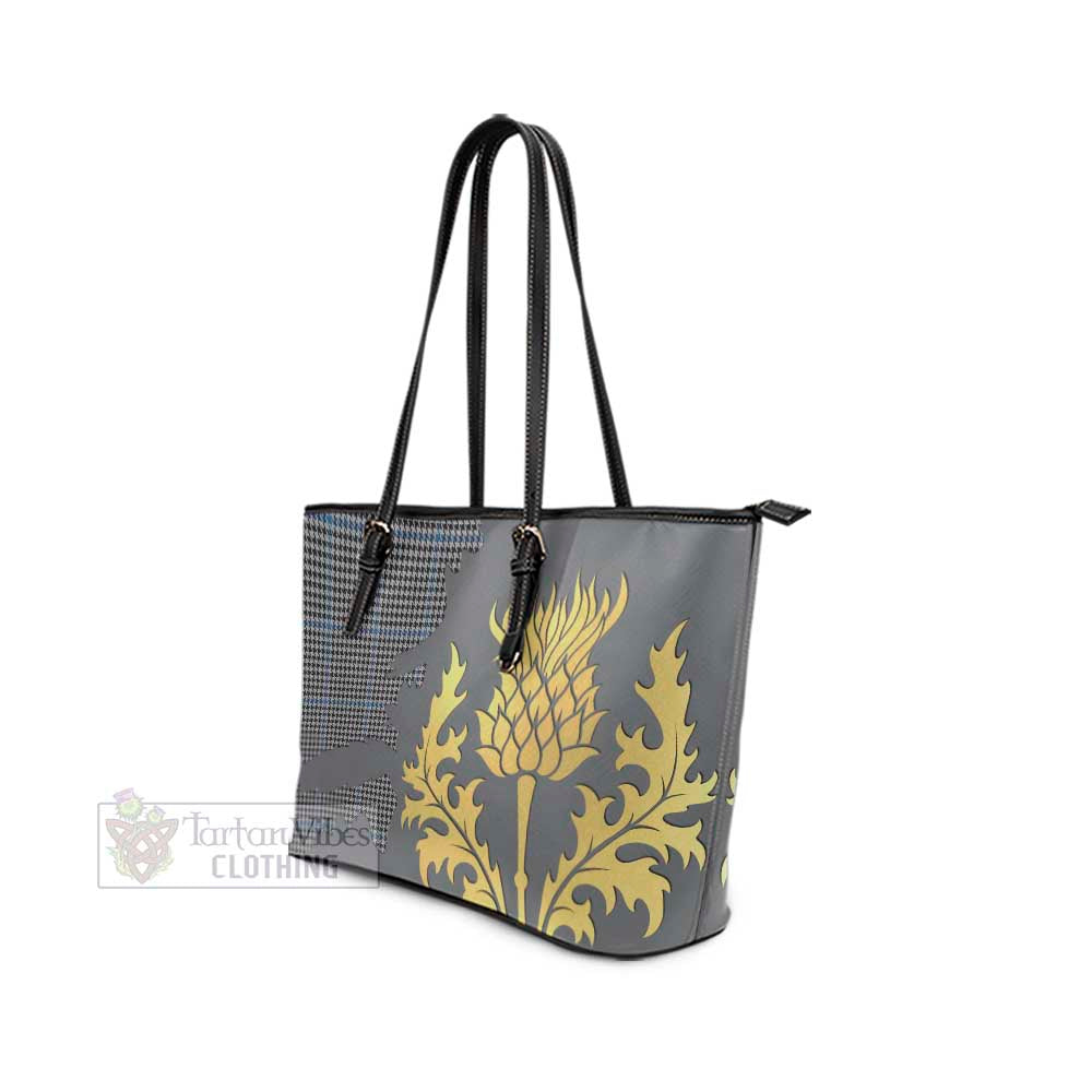Gladstone (Gladstanes) Tartan Leather Tote Bag Gold Thistle Style - Tartan Vibes Clothing