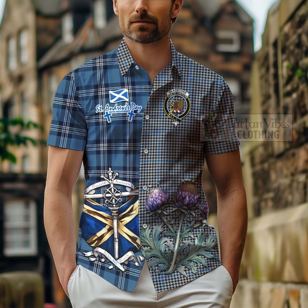 Gladstone (Gladstanes) Tartan Hawaiian Shirt Happy St. Andrew's Day Half Tartan Style - Tartan Vibes Clothing