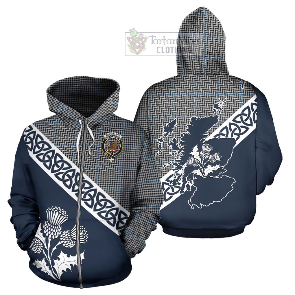Gladstone (Gladstanes) Tartan Hoodie Featuring Thistle and Scotland Map - Tartan Vibes Clothing
