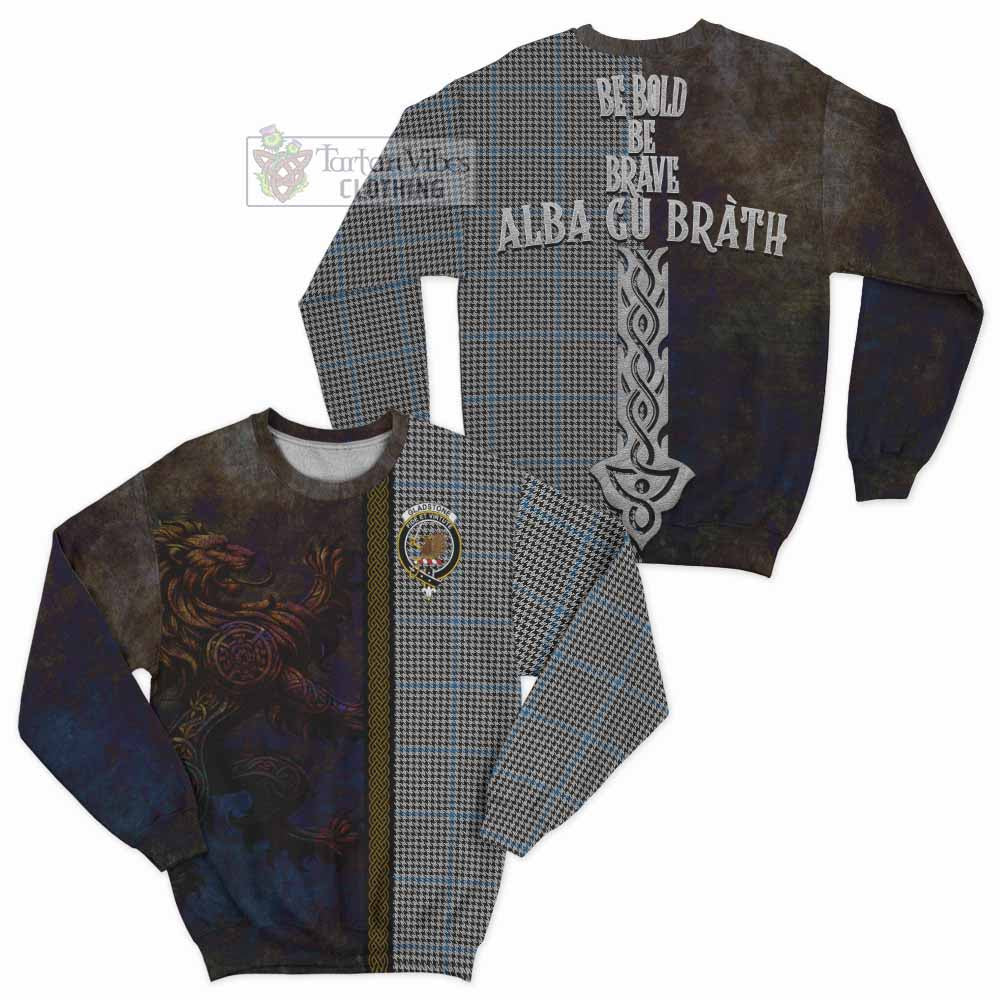 Gladstone (Gladstanes) Tartan Family Crest Sweatshirt Alba Gu Brath Be Brave Lion Ancient Style - Tartan Vibes Clothing