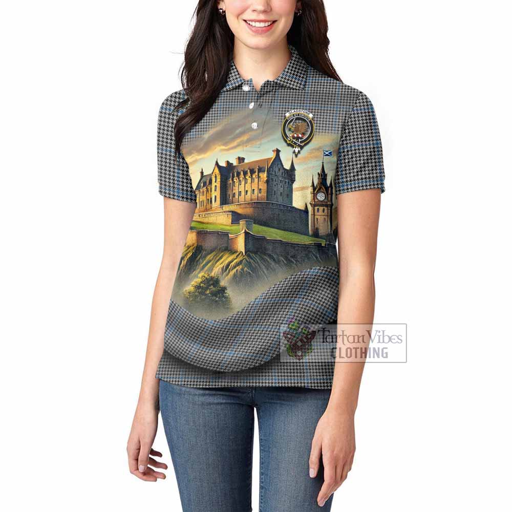 Gladstone (Gladstanes) Tartan Family Crest Women's Polo Shirt with Scottish Ancient Castle Style - Tartan Vibes Clothing