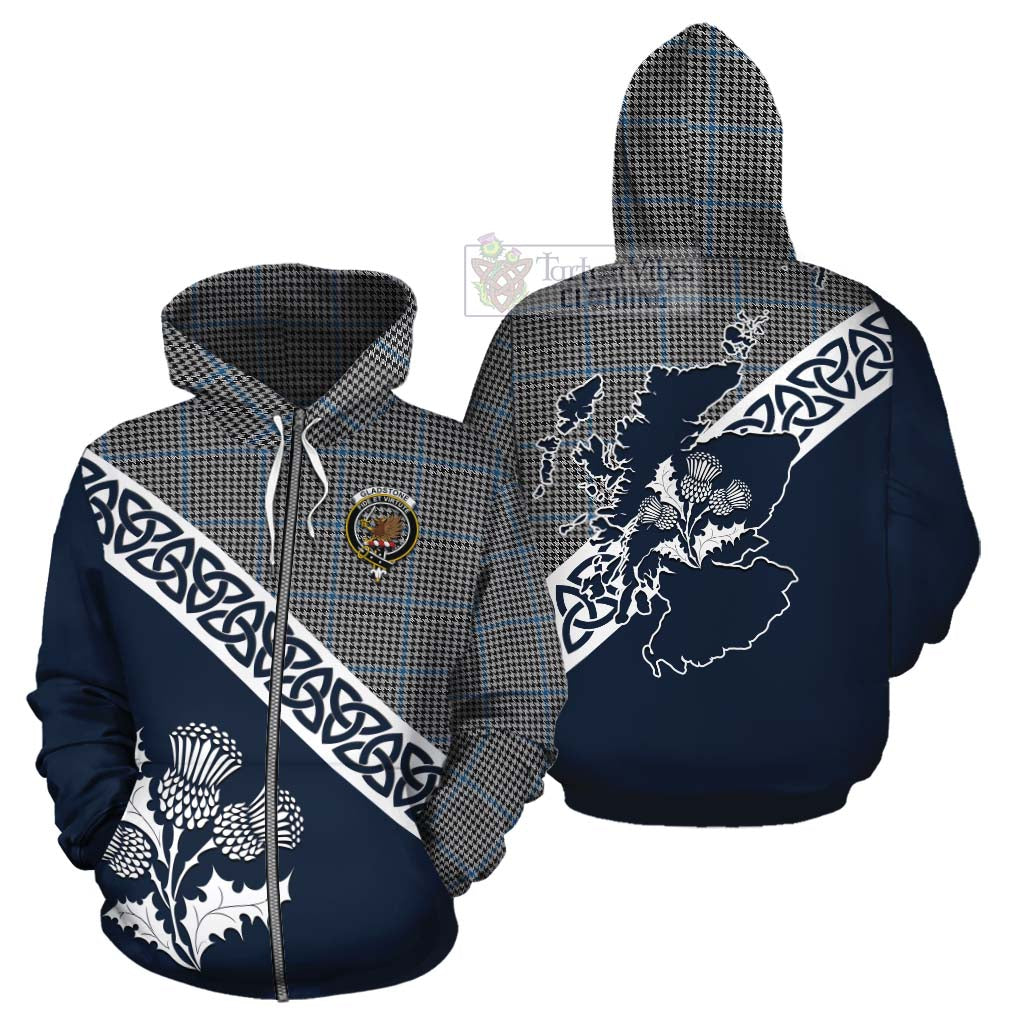 Gladstone (Gladstanes) Tartan Cotton Hoodie Featuring Thistle and Scotland Map - Tartan Vibes Clothing