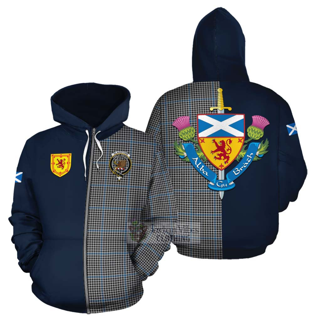 Gladstone (Gladstanes) Tartan Cotton Hoodie Alba with Scottish Lion Royal Arm Half Style - Tartan Vibes Clothing