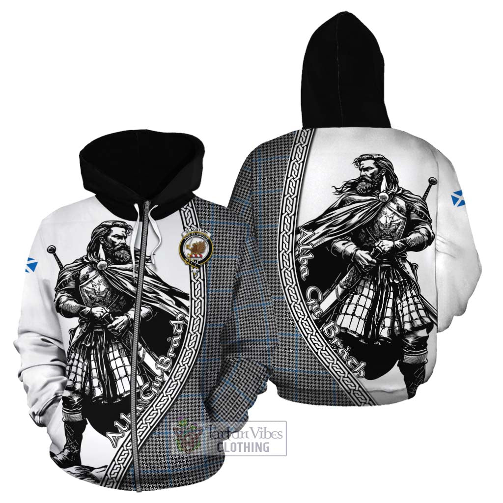 Gladstone (Gladstanes) Tartan Clan Crest Cotton Hoodie with Highlander Warrior Celtic Style - Tartan Vibes Clothing
