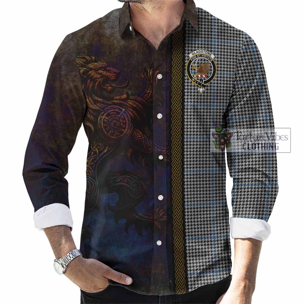 Gladstone (Gladstanes) Tartan Family Crest Long Sleeve Button Shirt Alba Gu Brath Be Brave Lion Ancient Style - Tartan Vibes Clothing