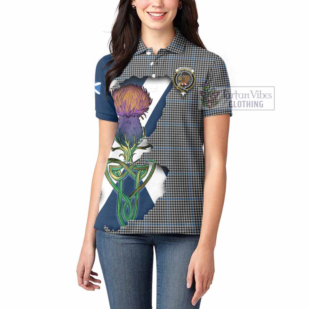 Gladstone (Gladstanes) Tartan Family Crest Women's Polo Shirt Scottish Thistle Celtic Inspired - Tartan Vibes Clothing