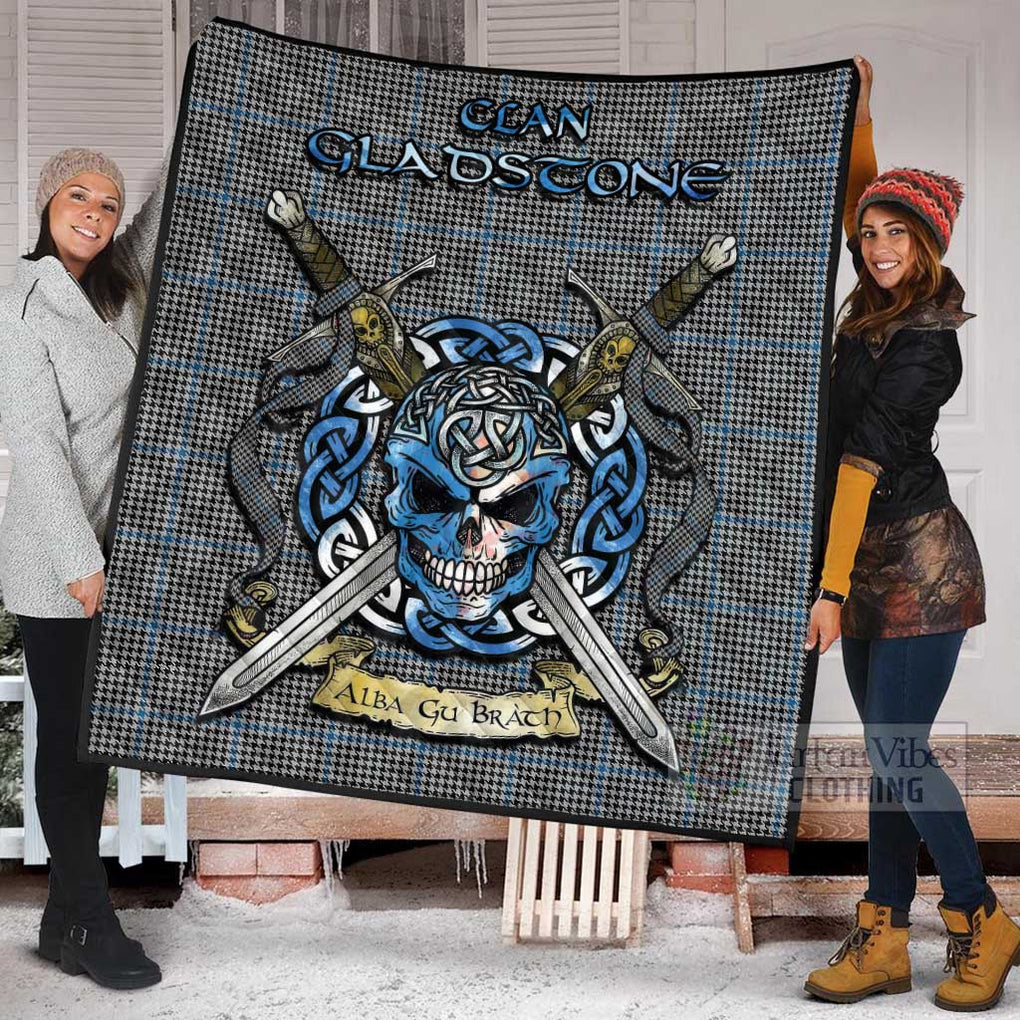 Gladstone (Gladstanes) Tartan Quilt with Celtic Skull Alba Gu Brath Style - Tartan Vibes Clothing