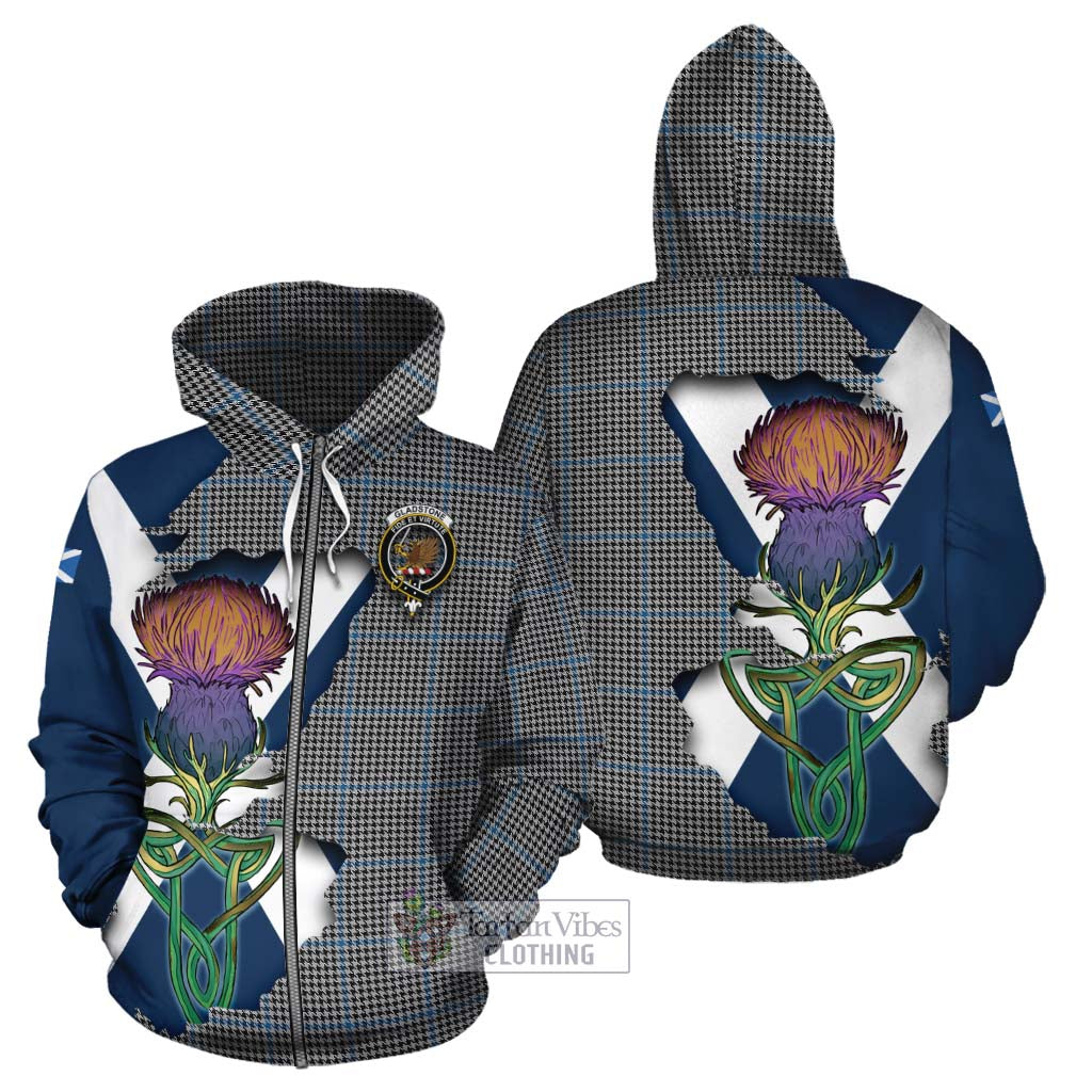 Gladstone (Gladstanes) Tartan Family Crest Cotton Hoodie Scottish Thistle Celtic Inspired Zip Hoodie - Tartan Vibes Clothing