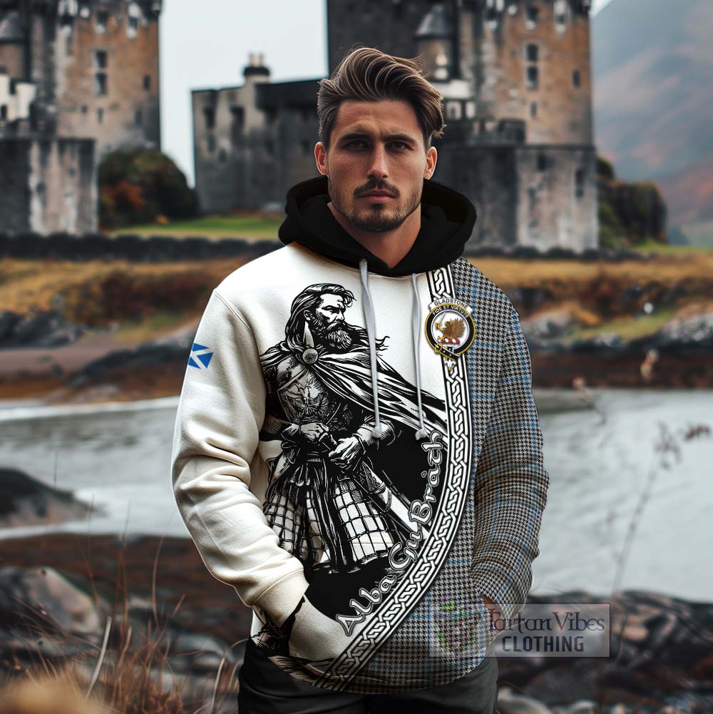 Gladstone (Gladstanes) Tartan Clan Crest Cotton Hoodie with Highlander Warrior Celtic Style - Tartan Vibes Clothing