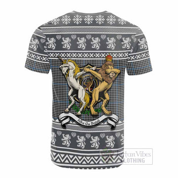 Gladstone (Gladstanes) Clan Tartan Crest Christmas Cotton T-shirt Coat of Arms Funny Style