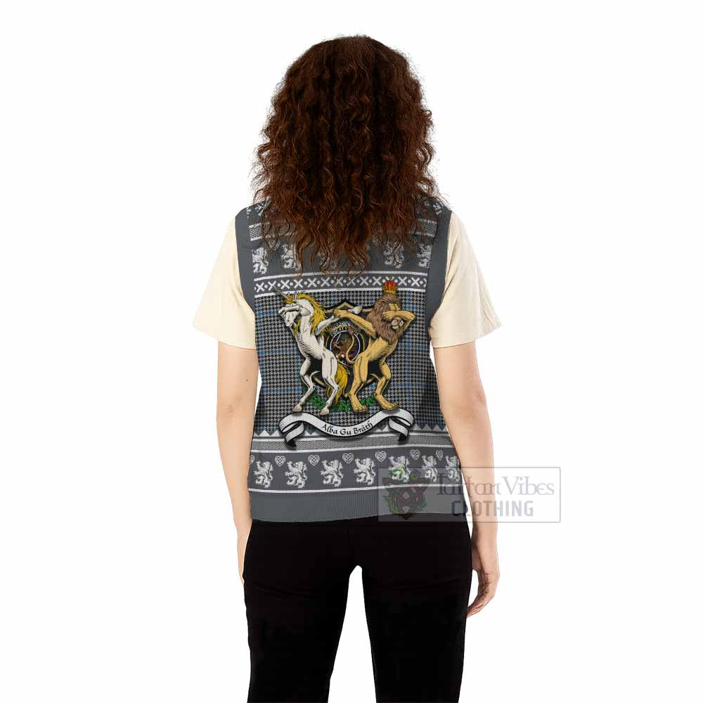 Gladstone (Gladstanes) Clan Tartan Crest Christmas Knitted V-Neck Vest Coat of Arms Funny Style - Tartan Vibes Clothing