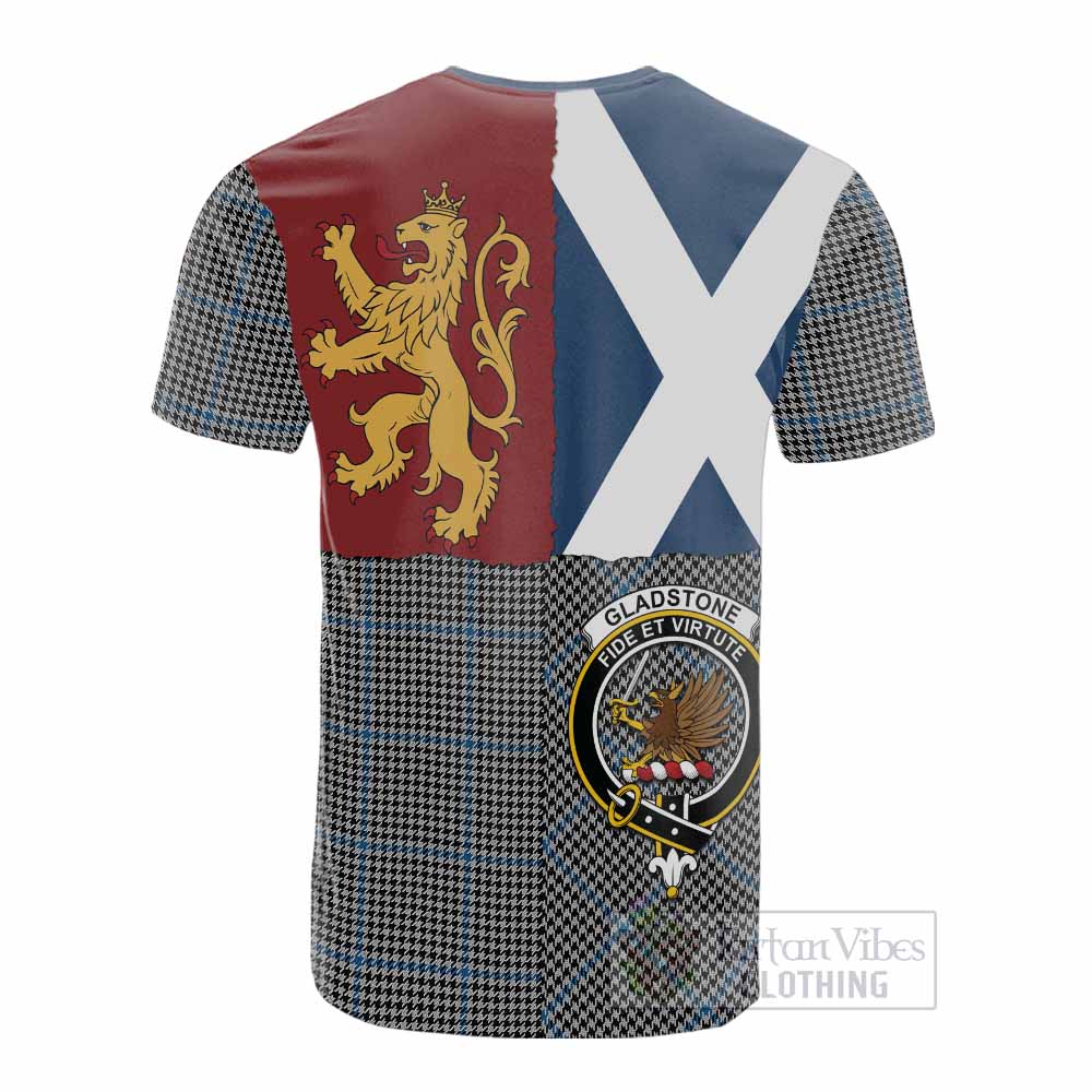 Gladstone (Gladstanes) Crest Tartan Cotton T-shirt with Lion Rampant Saltire Style - Tartan Vibes Clothing