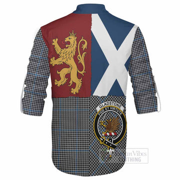 Gladstone (Gladstanes) Crest Tartan Ghillie Shirt with Lion Rampant Saltire Style - Tartan Vibes Clothing