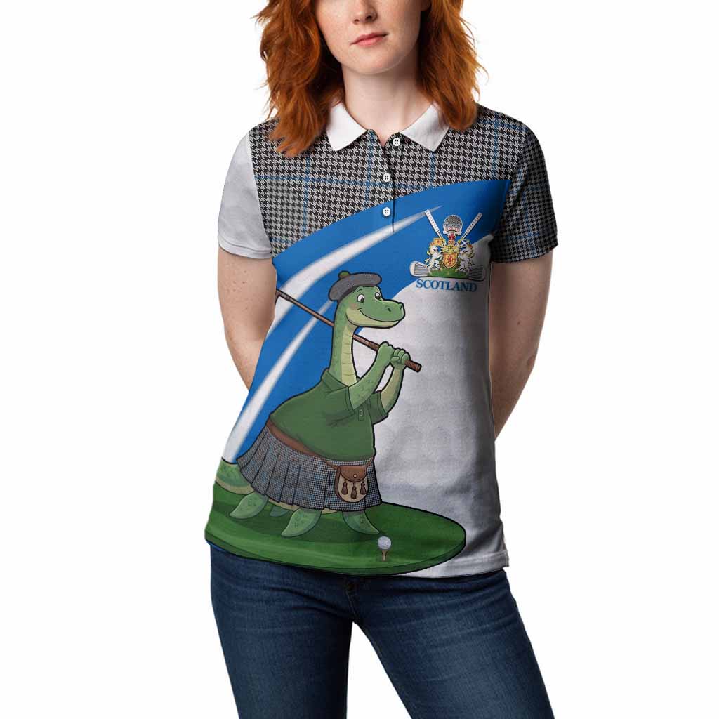 Gladstone (Gladstanes) Tartan Crest Golf Nessie Women Polo Shirt Loch Ness Monster Sporty Style