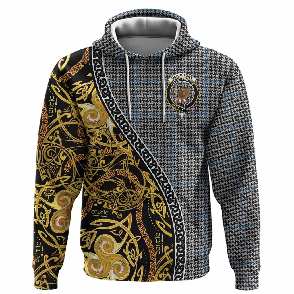 Gladstone (Gladstanes) Tartan Crest Hoodie Celtic Knot and Triple Trickle Spiral Symbols