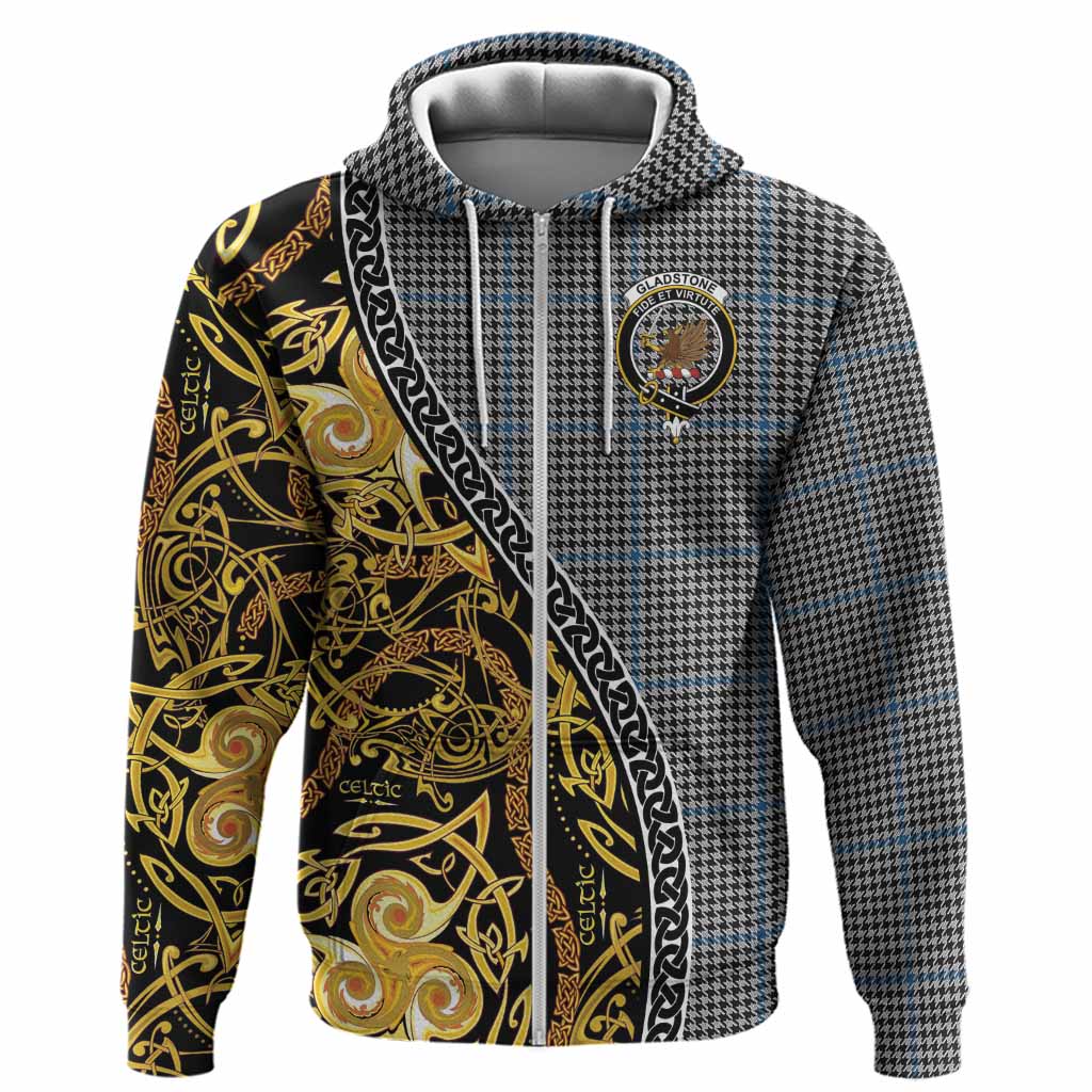 Gladstone (Gladstanes) Tartan Crest Hoodie Celtic Knot and Triple Trickle Spiral Symbols