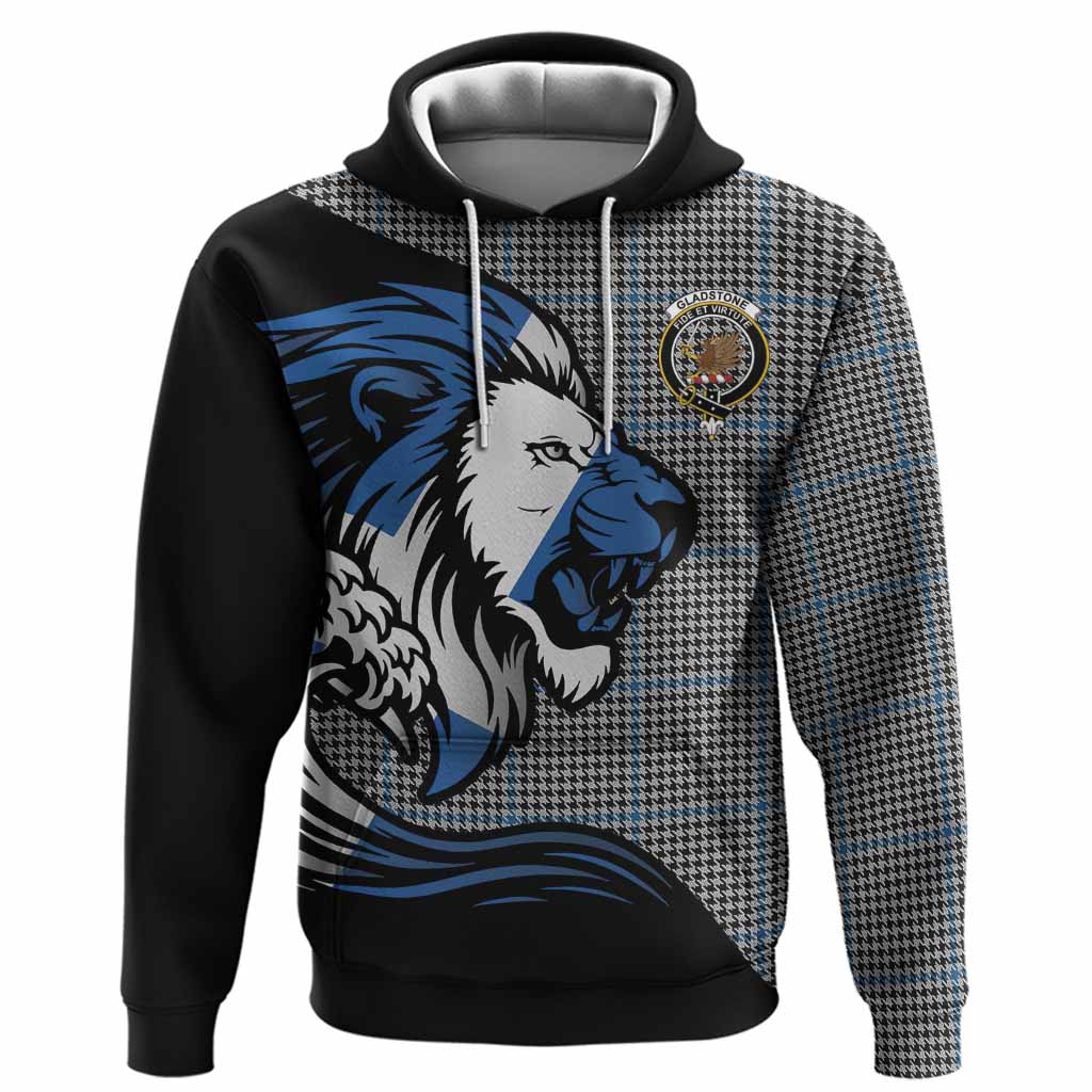 Gladstone (Gladstanes) Tartan Crest Hoodie Scottish Golden Lions Wave Flow