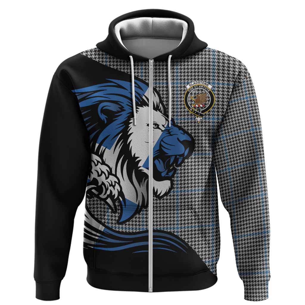 Gladstone (Gladstanes) Tartan Crest Hoodie Scottish Golden Lions Wave Flow