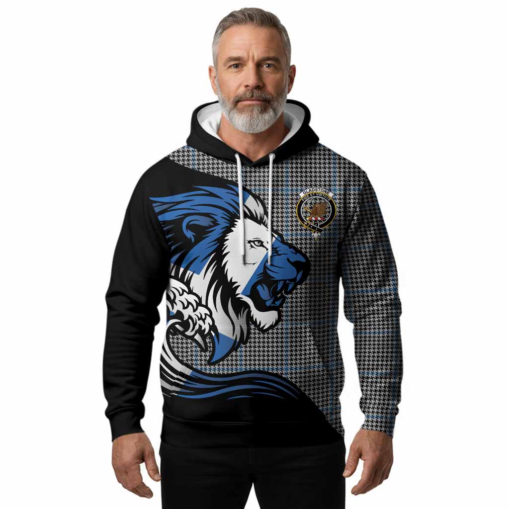 Gladstone (Gladstanes) Tartan Crest Hoodie Scottish Golden Lions Wave Flow
