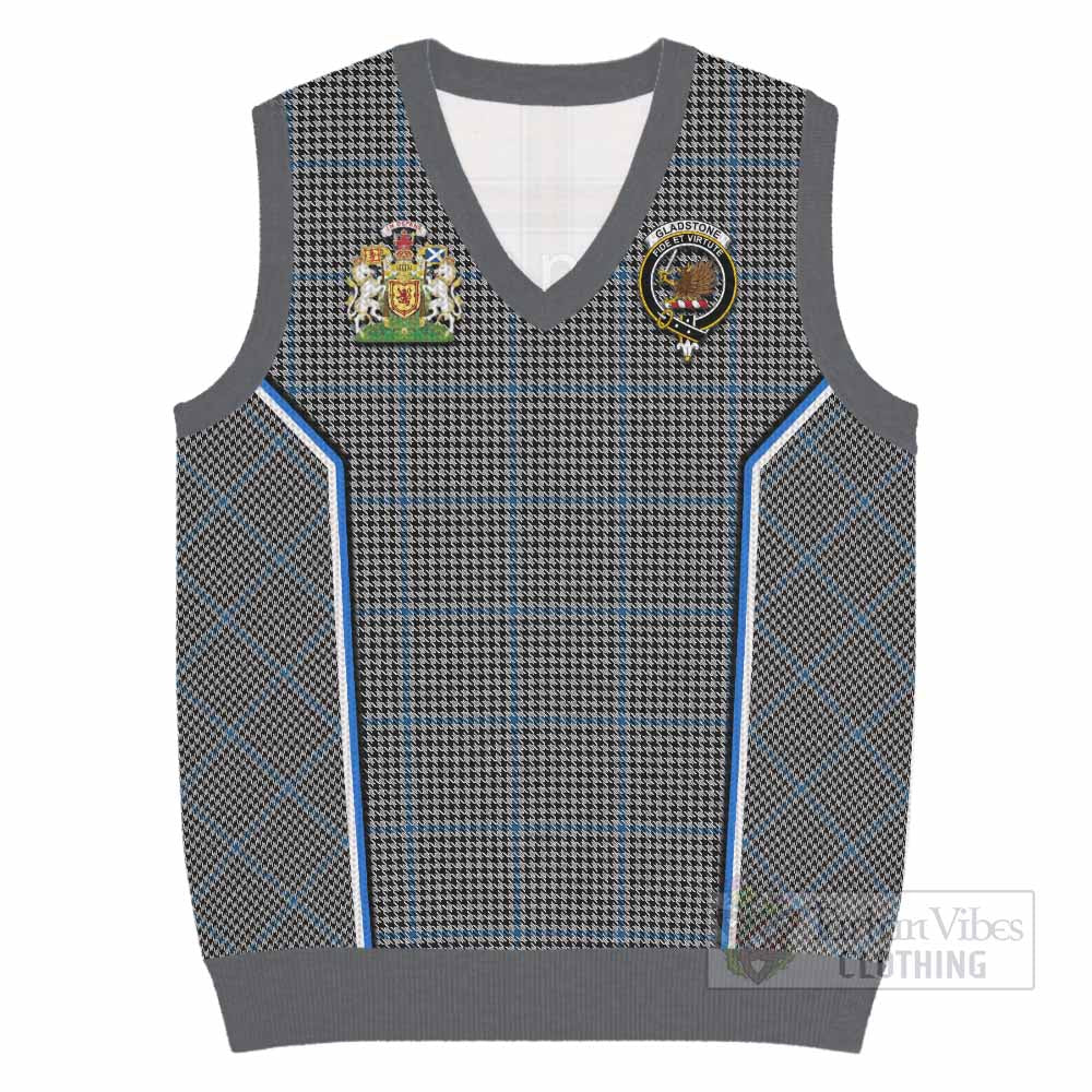 Gladstone (Gladstanes) Tartan Crest Knitted V-Neck Vest Scotland Coat of Arm Flag Style - Tartan Vibes Clothing