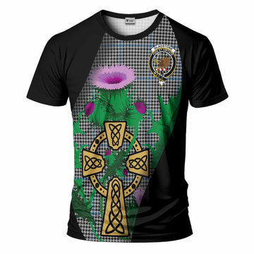 Gladstone (Gladstanes) Tartan Crest T-Shirt Celtic Cross Thistle Flowers