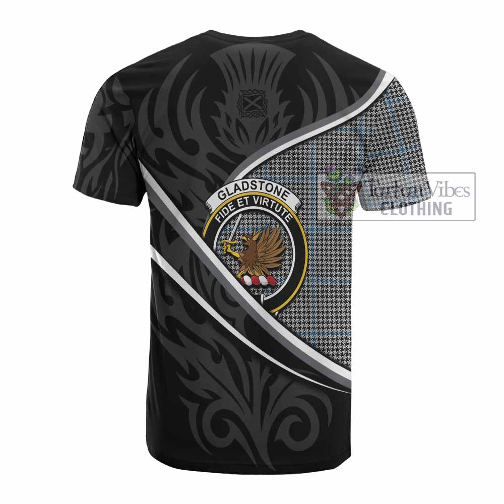 Gladstone (Gladstanes) Tartan Family Crest Cotton T-shirt Celtic Scottish Thistle Floral - Tartan Vibes Clothing