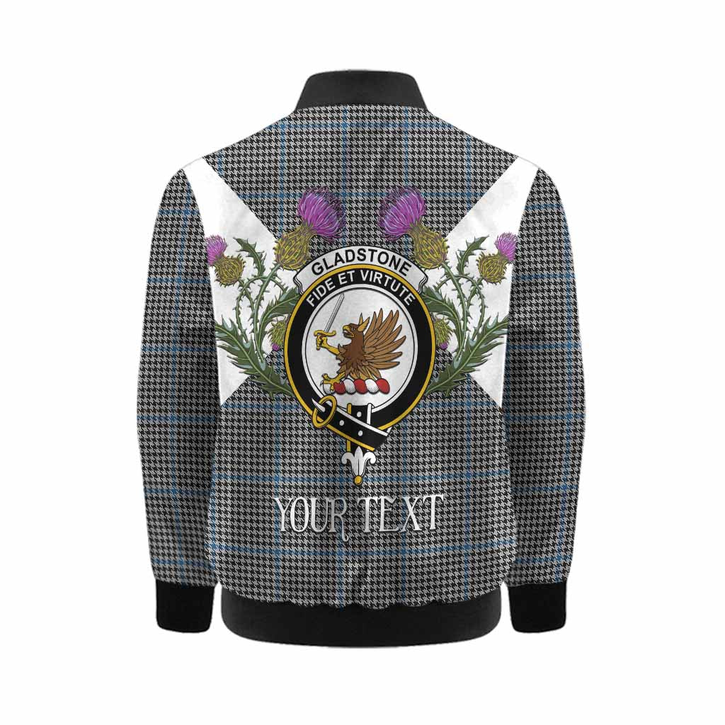 Gladstone (Gladstanes) Tartan Family Crest Kid Bomber Jacket Scottish Burns Night Thistle Floral