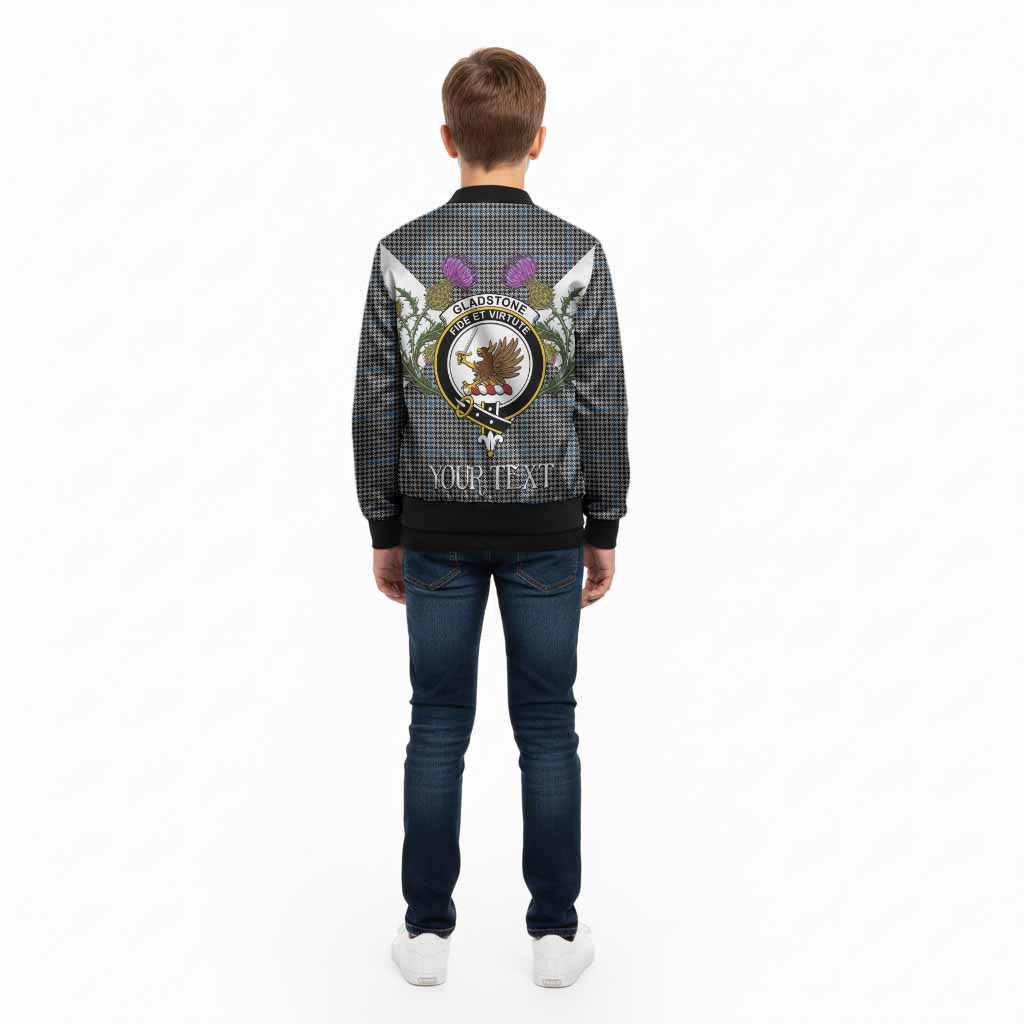 Gladstone (Gladstanes) Tartan Family Crest Kid Bomber Jacket Scottish Burns Night Thistle Floral