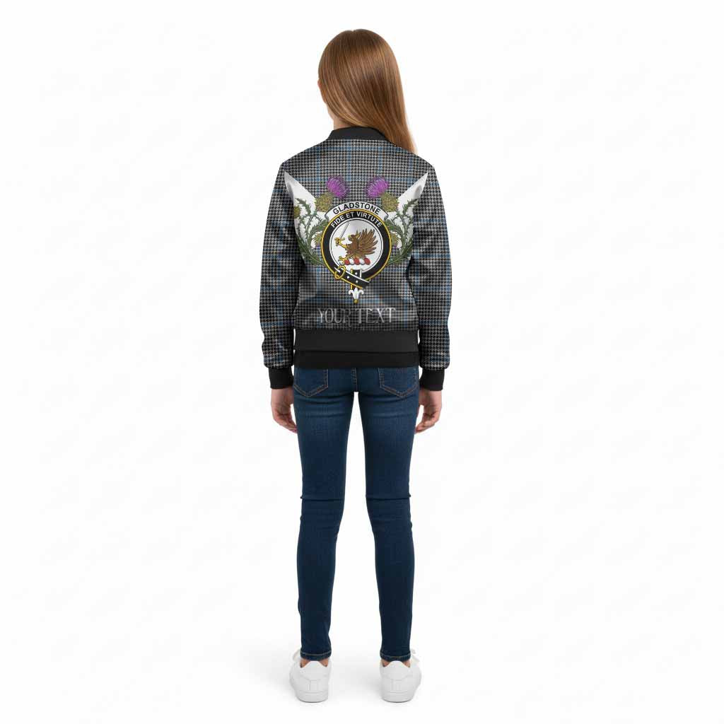 Gladstone (Gladstanes) Tartan Family Crest Kid Bomber Jacket Scottish Burns Night Thistle Floral