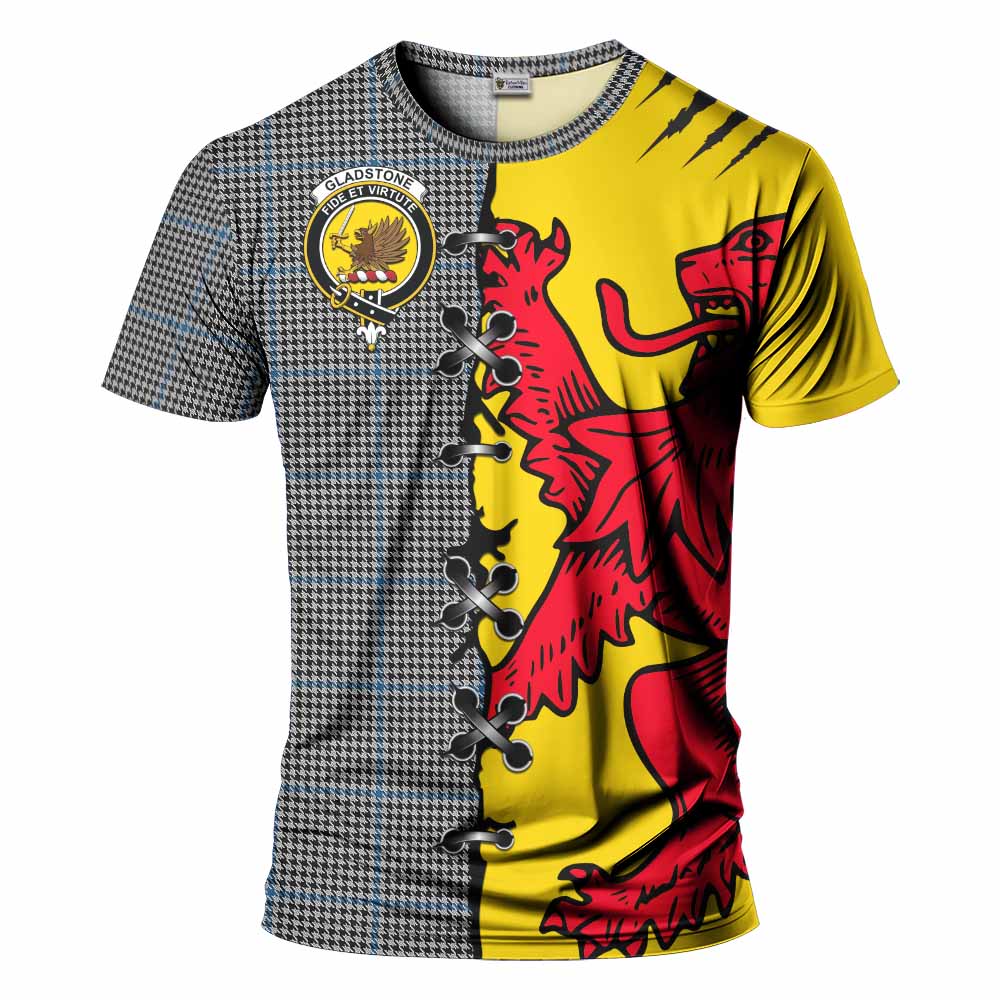 Gladstone (Gladstanes) Tartan Family Crest T-shirt Lion Rampant Honor - Tartan Vibes Clothing