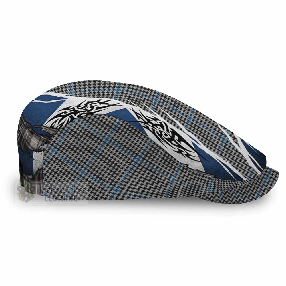 Gladstone (Gladstanes) Tartan Flat Cap, Jeff Cap Scotland Flag Ripped Tribal Design