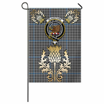 Gladstone (Gladstanes) Tartan Garden Flag with Golden Regal Scottish Thistle Emblem - Tartan Vibes Clothing
