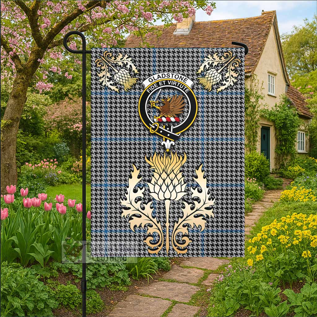 Gladstone (Gladstanes) Tartan Garden Flag with Golden Regal Scottish Thistle Emblem - Tartan Vibes Clothing
