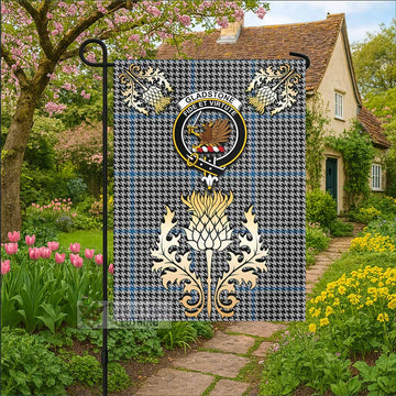 Gladstone (Gladstanes) Tartan Garden Flag with Golden Regal Scottish Thistle Emblem - Tartan Vibes Clothing