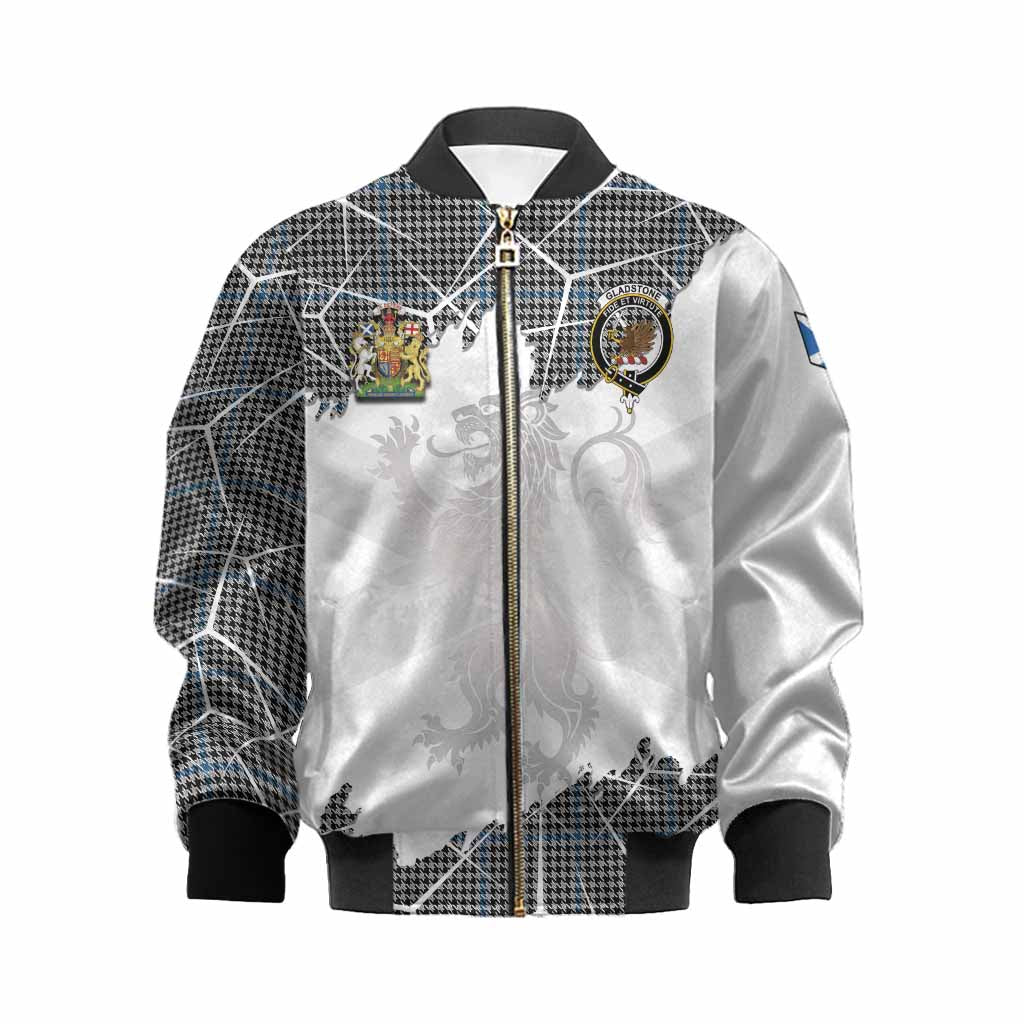 Gladstone (Gladstanes) Tartan Kid Bomber Jacket with Family Crest and Lion Rampant Grunge Style