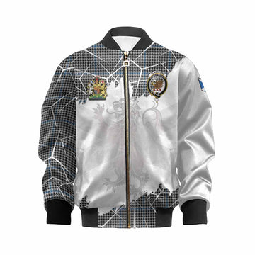 Gladstone (Gladstanes) Tartan Kid Bomber Jacket with Family Crest and Lion Rampant Grunge Style