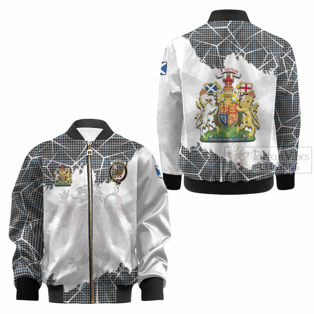 Gladstone (Gladstanes) Tartan Kid Bomber Jacket with Family Crest and Lion Rampant Grunge Style