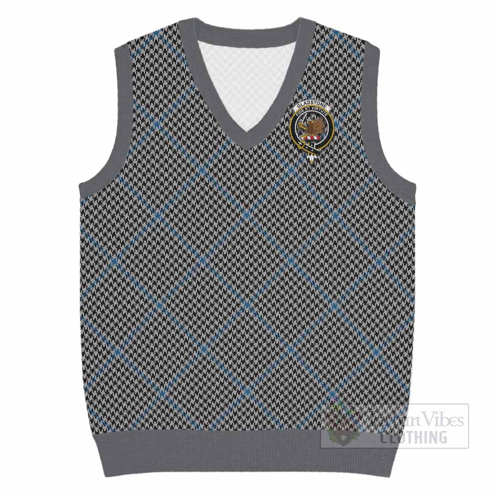 Gladstone (Gladstanes) Tartan Knitted V-Neck Vest with Family Crest Cross Style