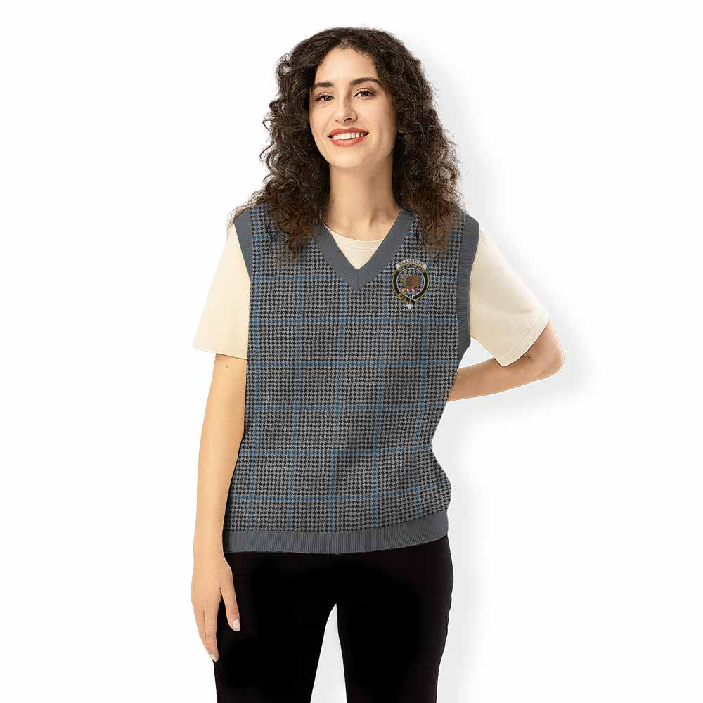 Gladstone (Gladstanes) Tartan Knitted V-Neck Vest with Family Crest - Tartan Vibes Clothing
