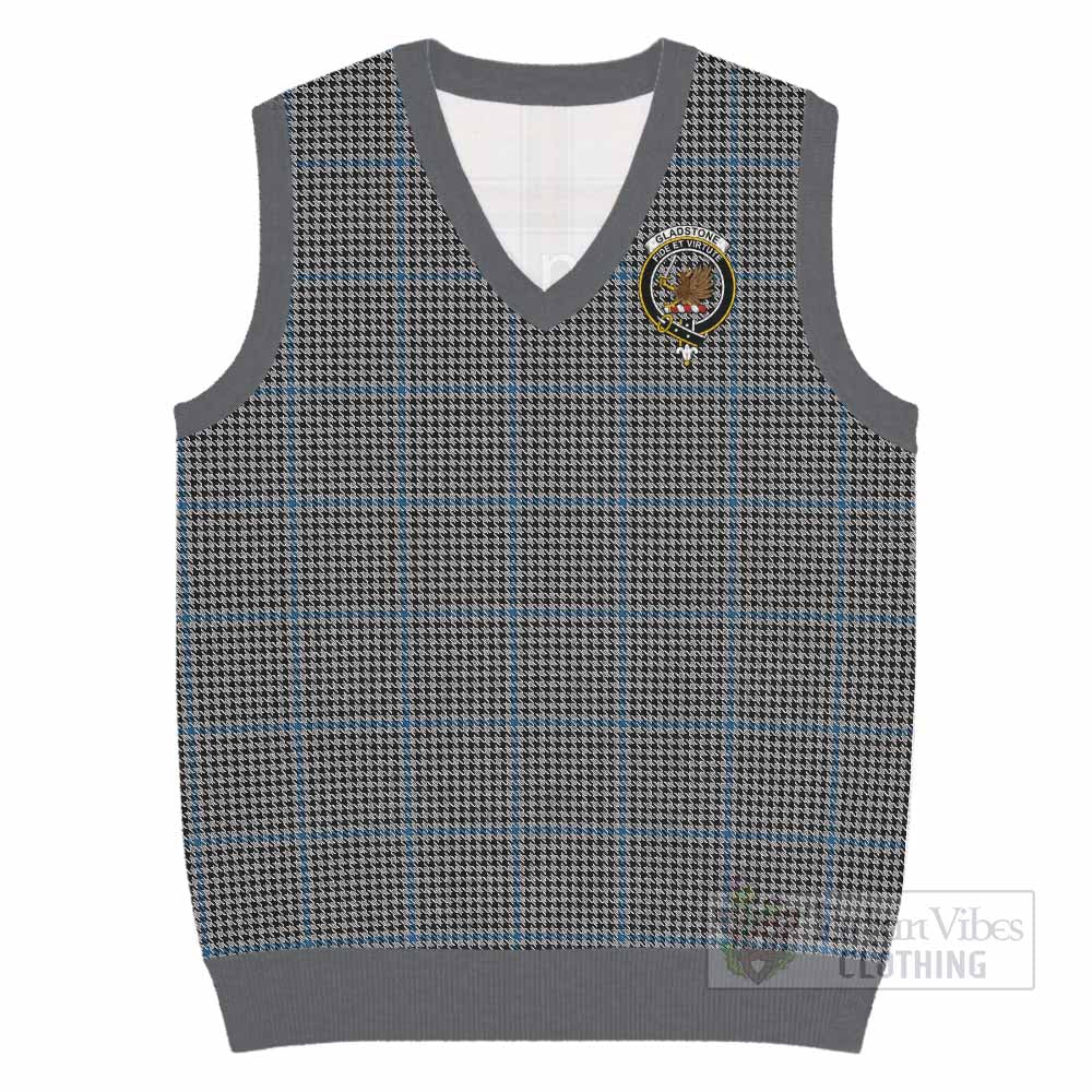 Gladstone (Gladstanes) Tartan Knitted V-Neck Vest with Family Crest - Tartan Vibes Clothing