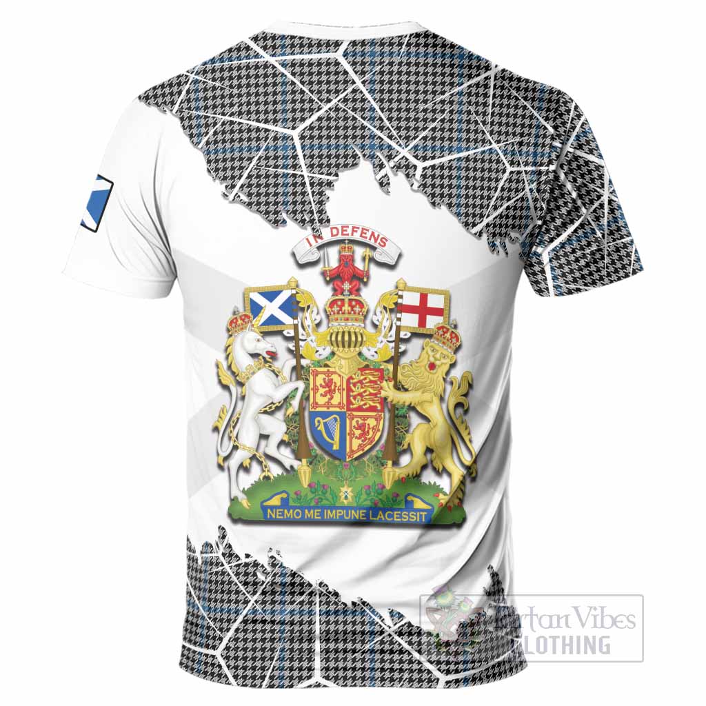 Gladstone (Gladstanes) Tartan T-Shirt with Family Crest and Lion Rampant Grunge Style
