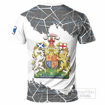 Gladstone (Gladstanes) Tartan T-Shirt with Family Crest and Lion Rampant Grunge Style