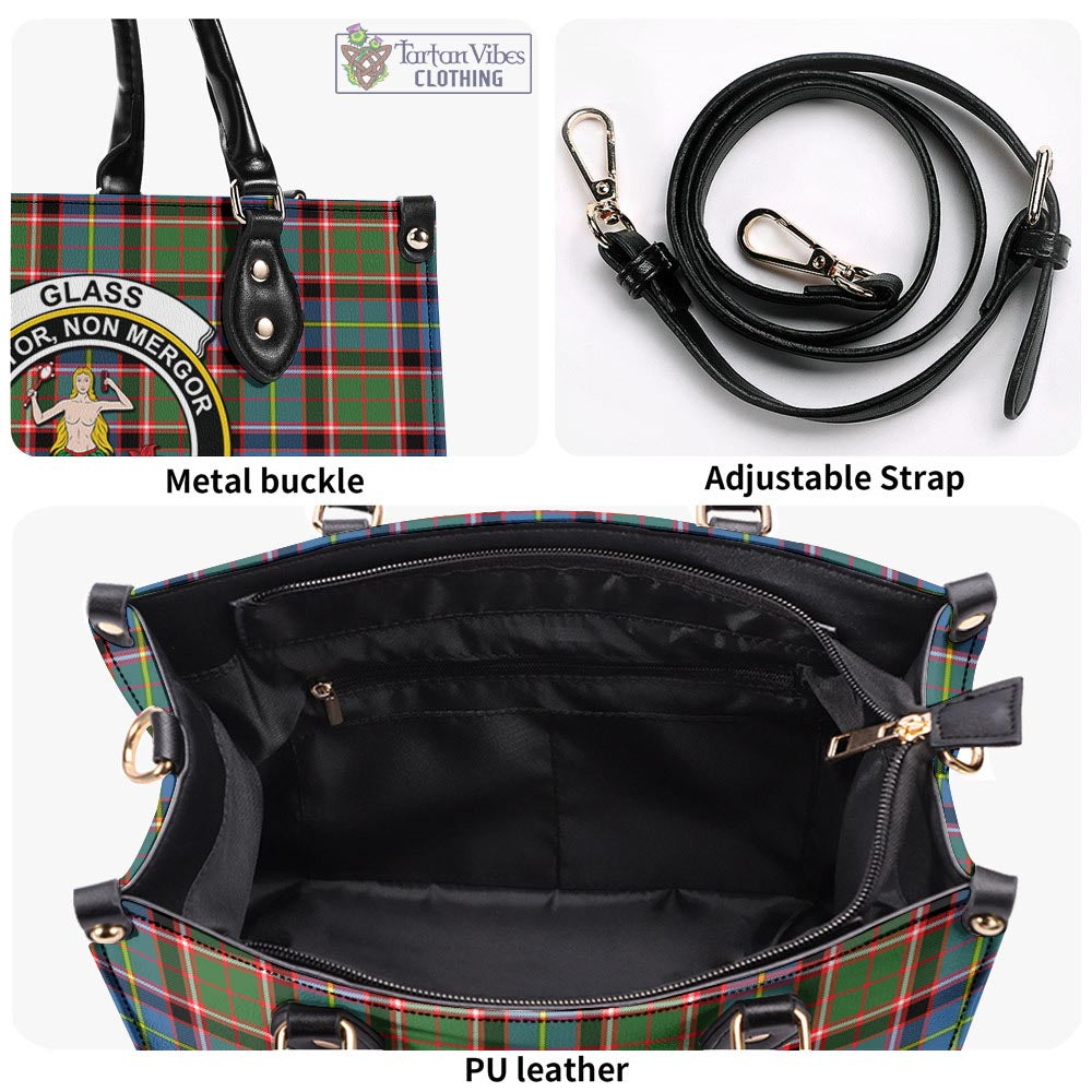 Glass Tartan Luxury Leather Handbags with Family Crest - Tartan Vibes Clothing