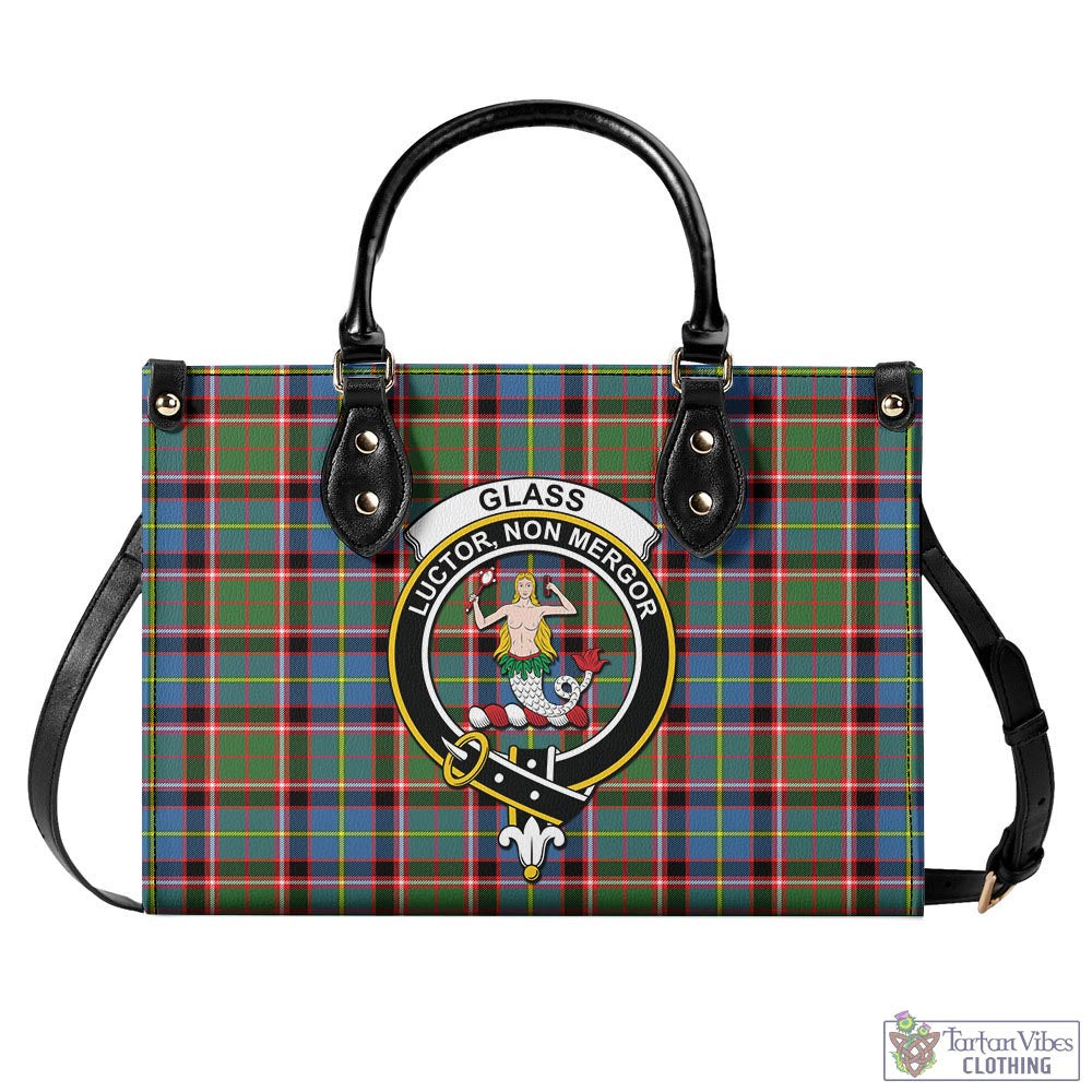 Glass Tartan Luxury Leather Handbags with Family Crest - Tartan Vibes Clothing
