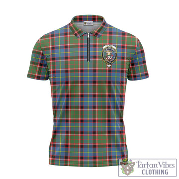 Glass Tartan Zipper Polo Shirt with Family Crest Unisex - Tartan Vibes Clothing