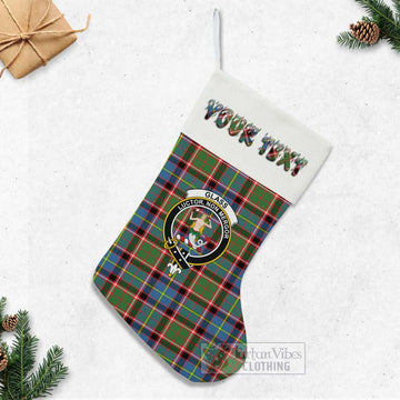 Tartan Vibes Clothing Glass Tartan Family Crest Christmas Stocking with Personalized Text